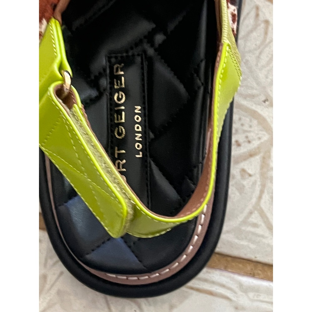Kurt Geiger Orson Sandals Womens 8.5 Brown  Cow Print Eagle Head Platform - Picture 11 of 12
